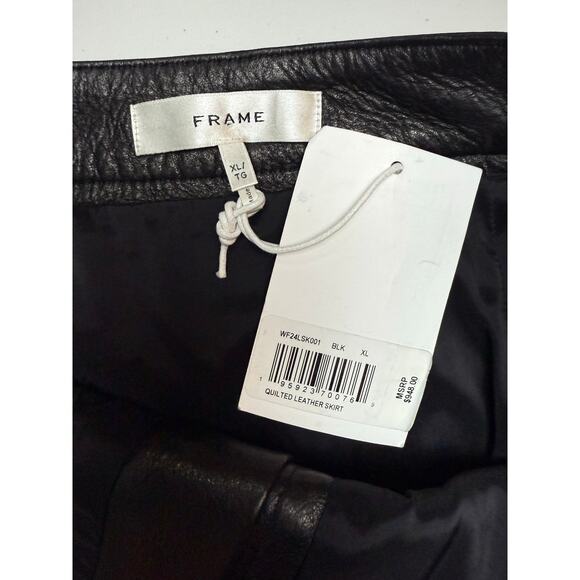 FRAME Quilted Lamb Leather Miniskirt XL - Picture 14 of 14
